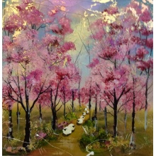 Pink Blossom Sheep I by Roz Bell